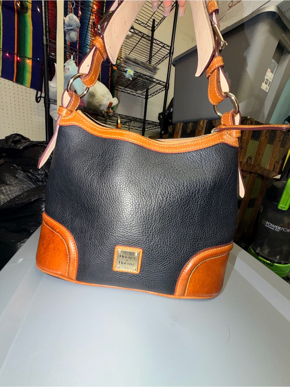Dooney & Bourke Black and Brown Leather Shoulder Bag